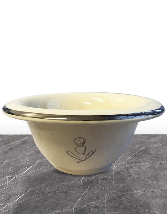 Pure Badger - Shaving Bowl - Cream Porcelain with Silver Rim - New England Shaving Company