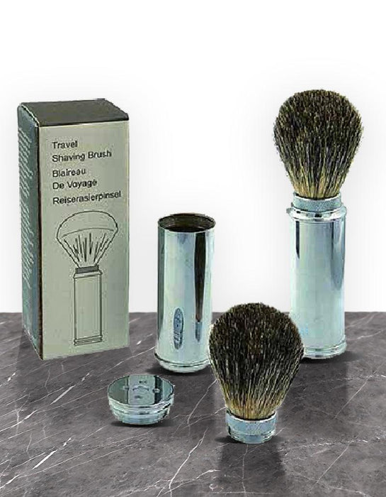 Pure Badger - Travel Shave Brush, Brass with Badger Hair