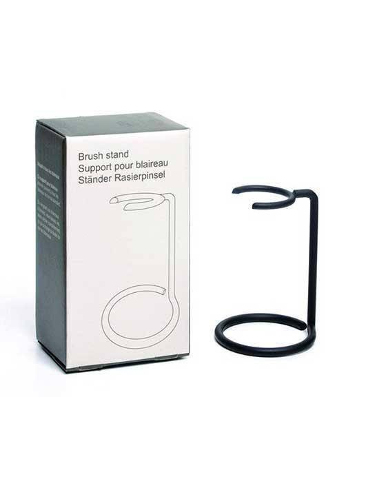 Pure Badger universal metal shaving brush stand in black, minimalist design for drying and storing standard brushes