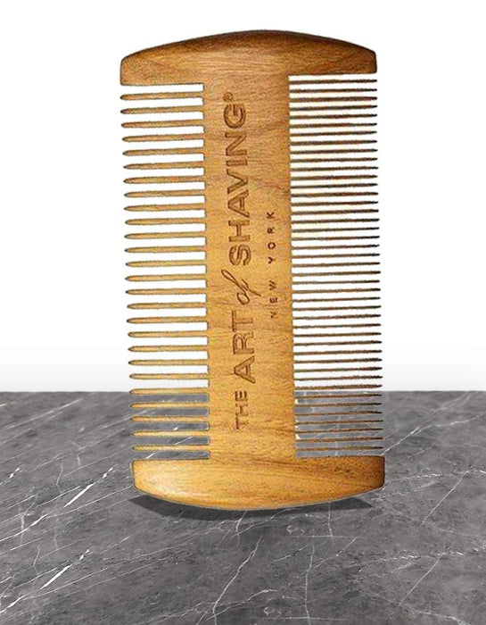 The Art of Shaving -  Sandalwood Beard Comb with Leatherette Pouch