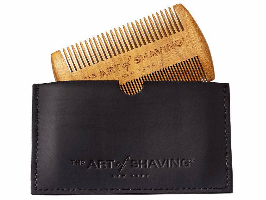 The Art of Shaving -  Sandalwood Beard Comb with Leatherette Pouch